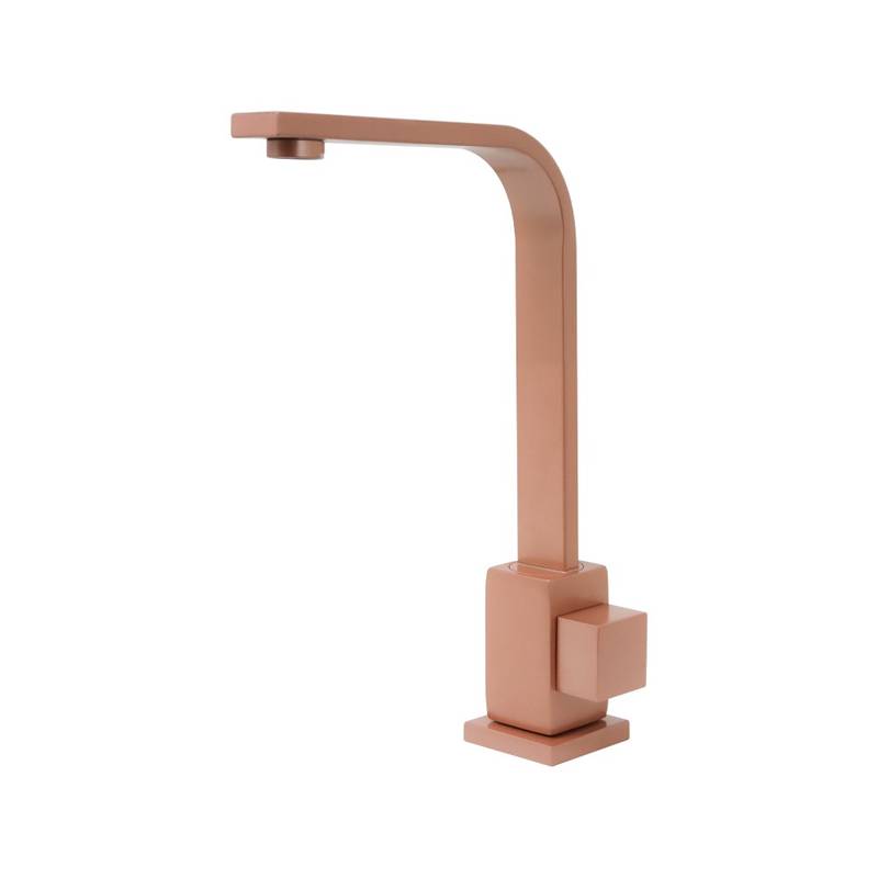 1231 1/4 TORNEIRA QUADRADA TUBO RETANGULAR SLIM BAIXO MESA ROSE GOLD