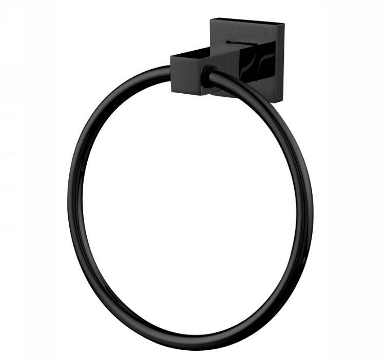 PORTA TOALHA ARGOLA QUADRA BLACK LINHA SQUARE