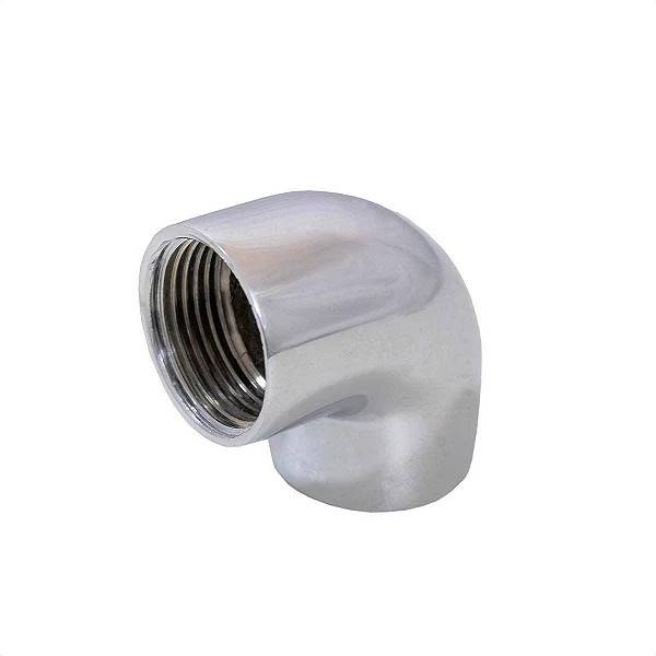 JOELHO LATAO 90° FEMEA X FEMEA 1/2 X 3/4 CROMADO