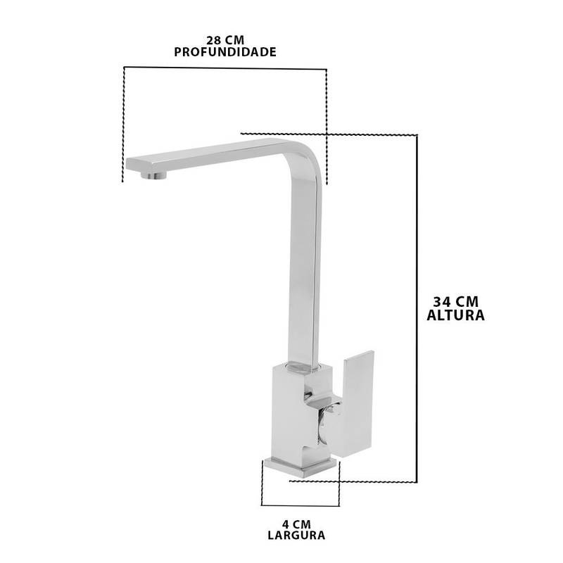 TORNEIRA MONOCOMANDO TUBO SLIM ALTO - CROMADO