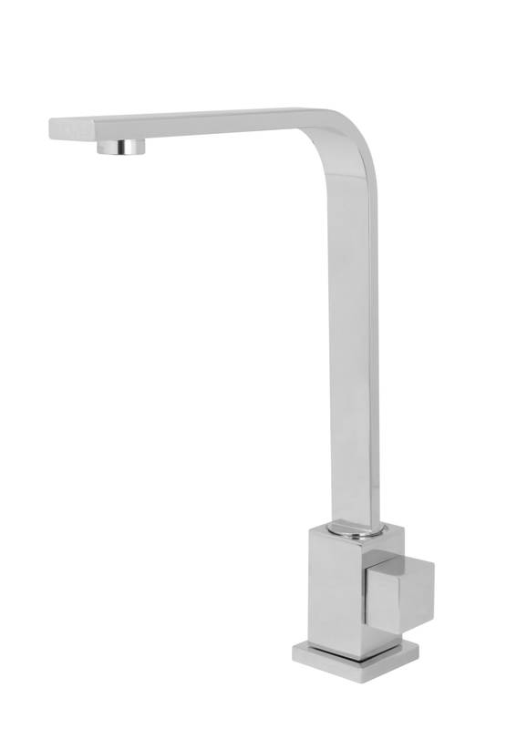 1231 1/4 TORNEIRA QUADRADA TUBO RETANGULAR SLIM ALTO MESA CROMADA