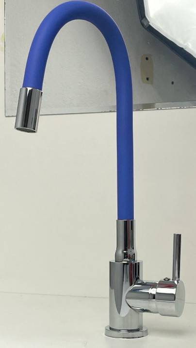 TORNEIRA MONOCOMANDO TUBO COLOR AZUL CROMADA