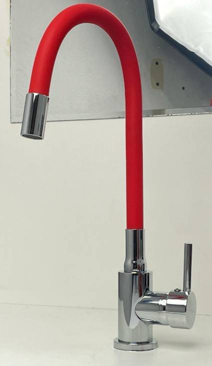 TORNEIRA MONACO MONOCOMANDO TUBO COLOR VERMELHO CROMADA